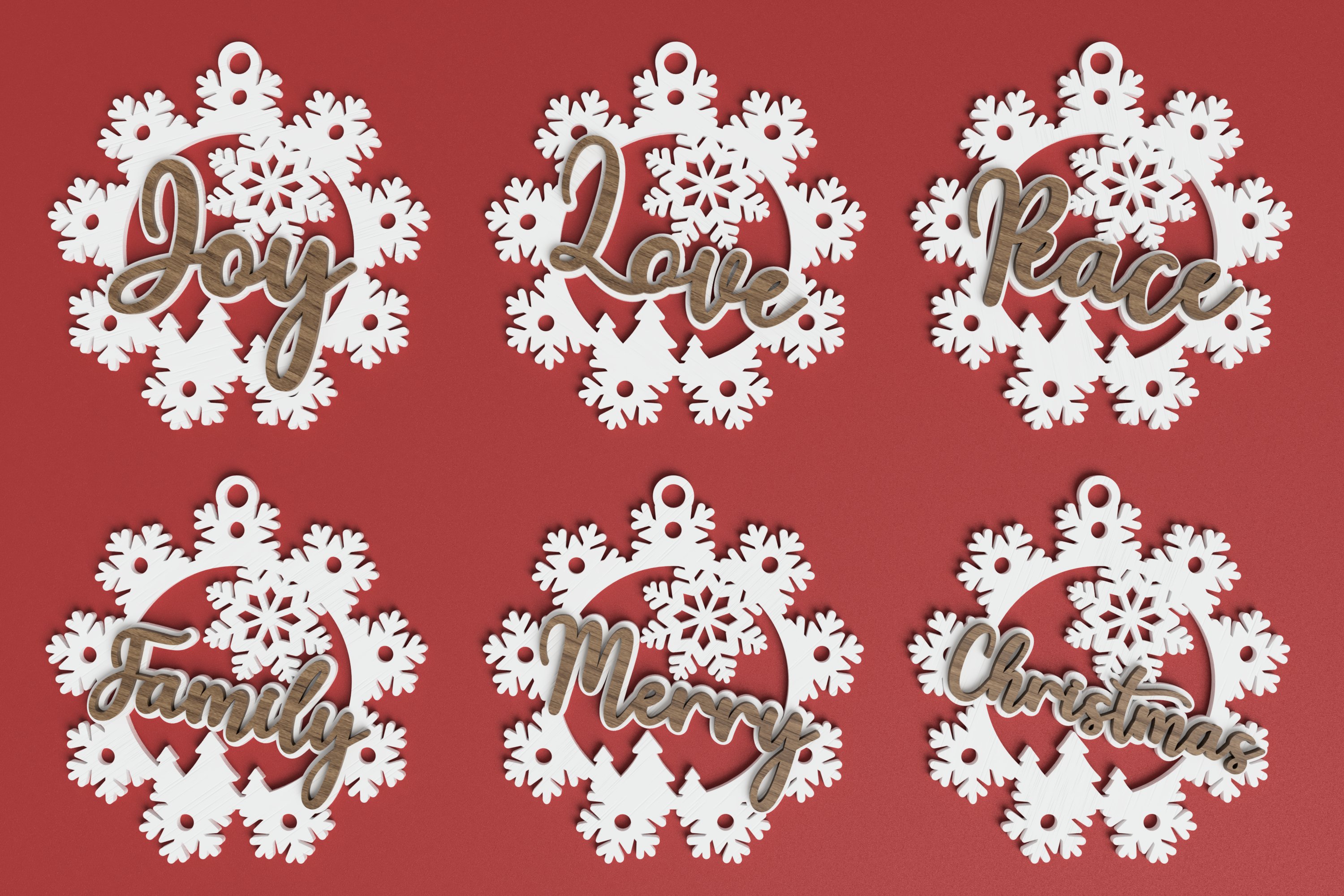 Christmas ornament laser cut file Bundle of 10 2