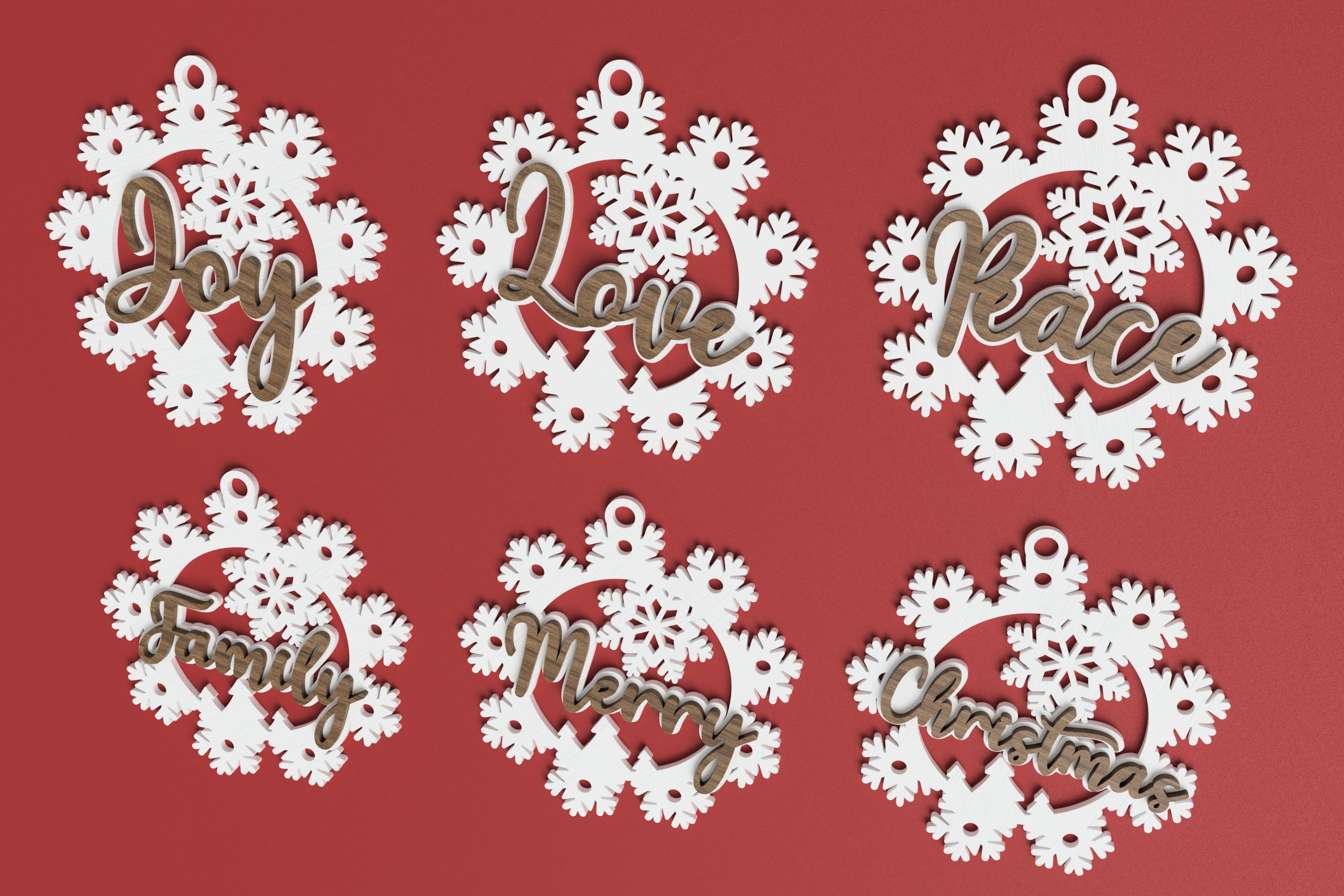 Christmas ornament laser cut file Bundle of 10 3