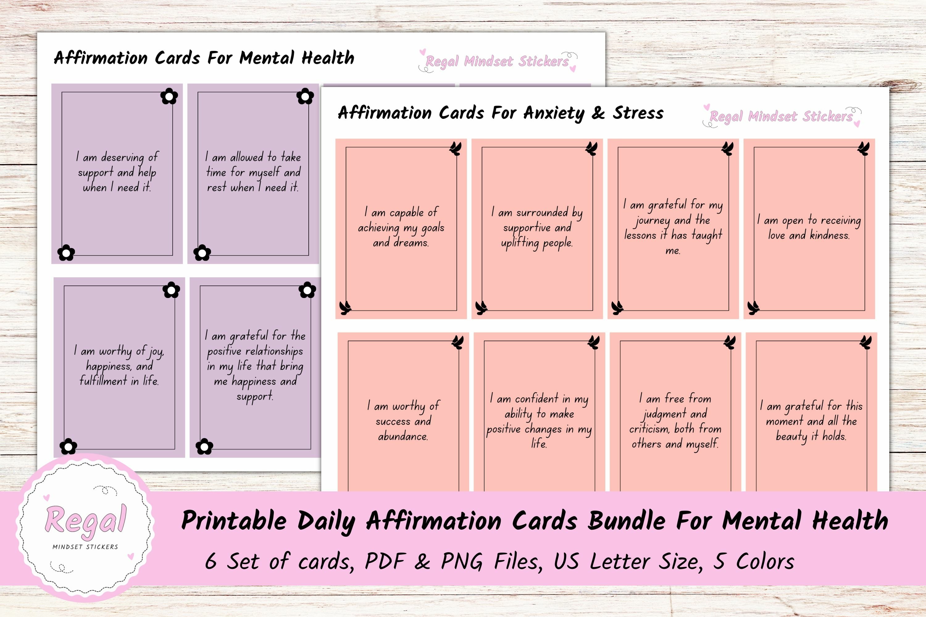 240 Printable Affirmation Cards Bundle for Mental Health