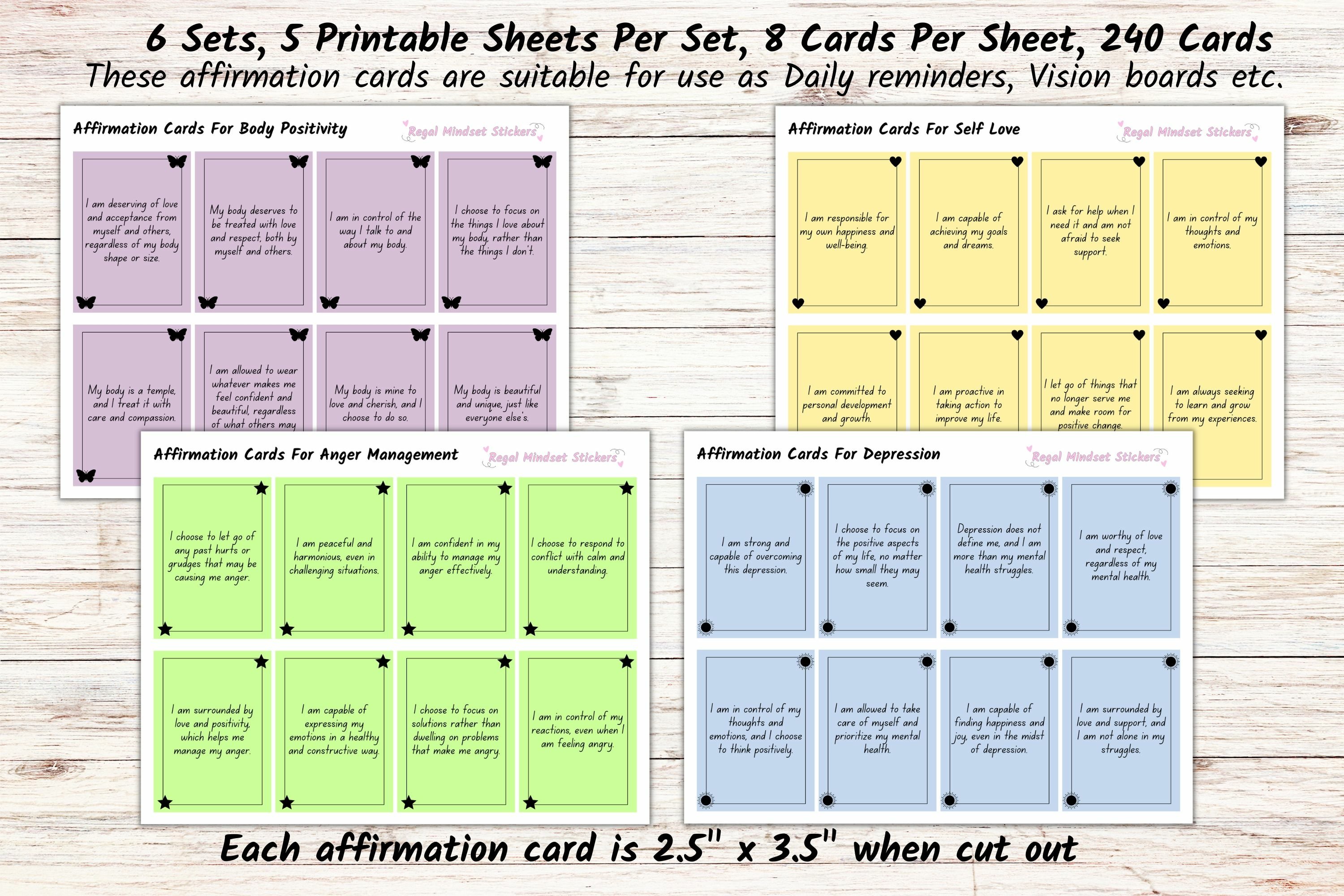240 Printable Affirmation Cards Bundle for Mental Health 2
