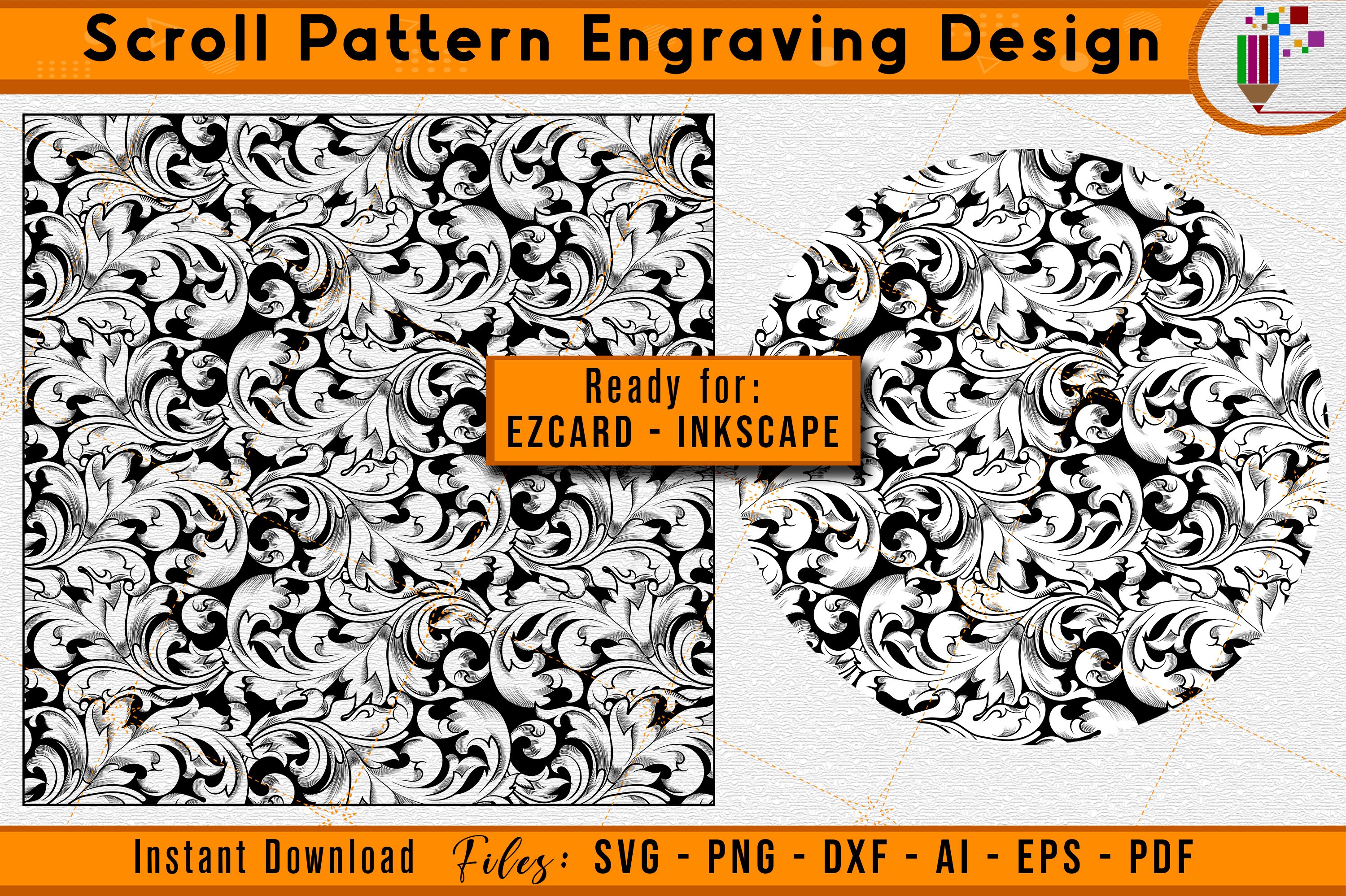 Scroll Work Pattern Firearm Laser Engraving File SVG DXF Ai