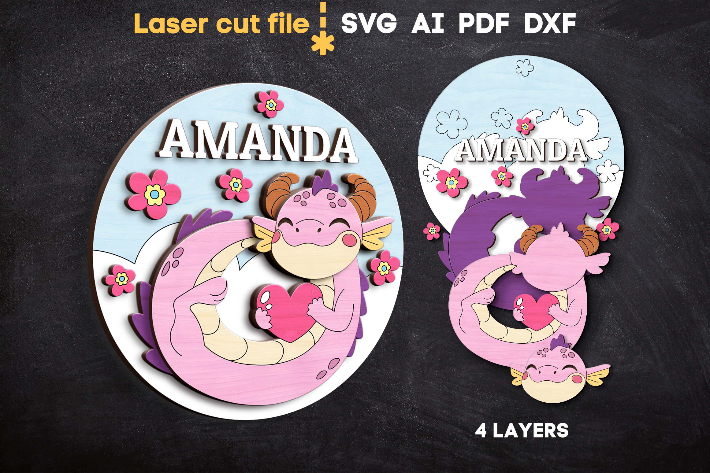 Baby Name Sign Bundle SVG laser cut files for Glowforge