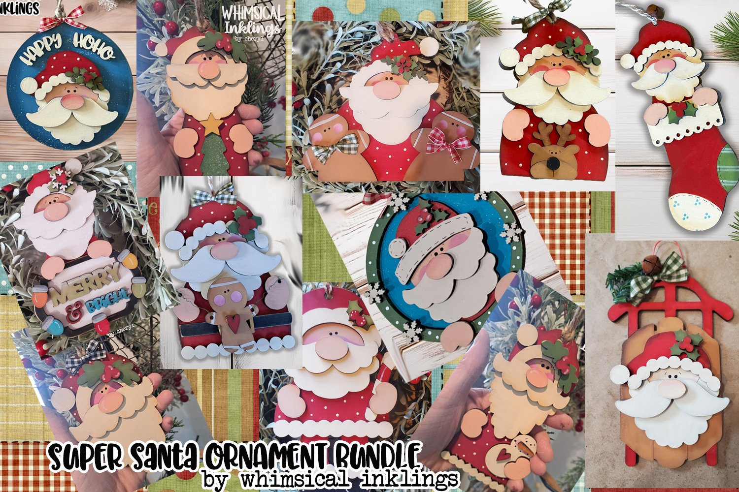 Super Santa Ornament Bundle Laser SVGs