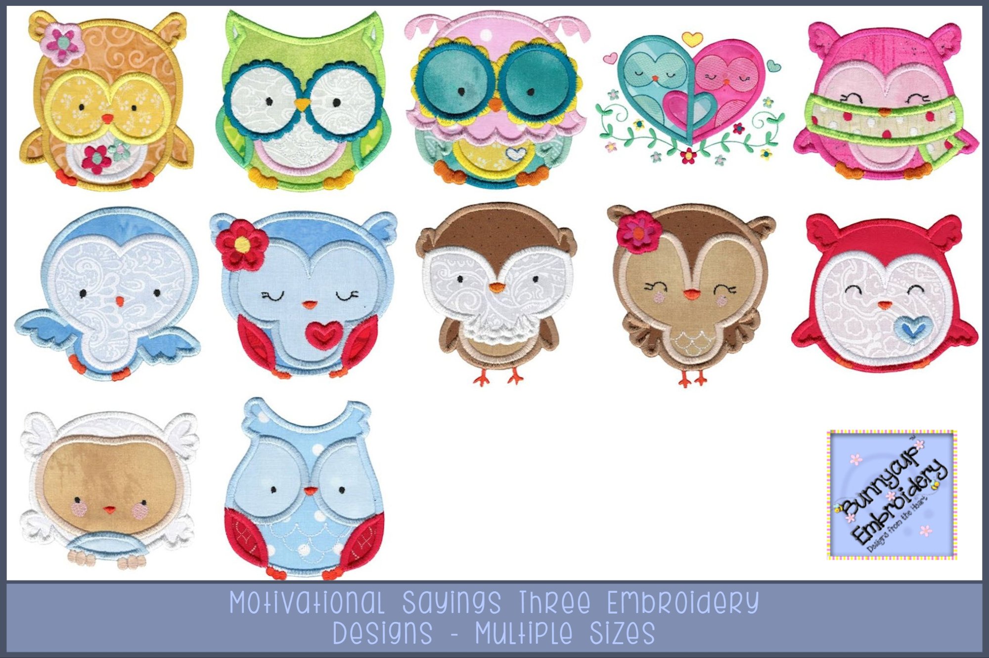 Adorable Owls Applique - 12 Machine Embroidery Designs