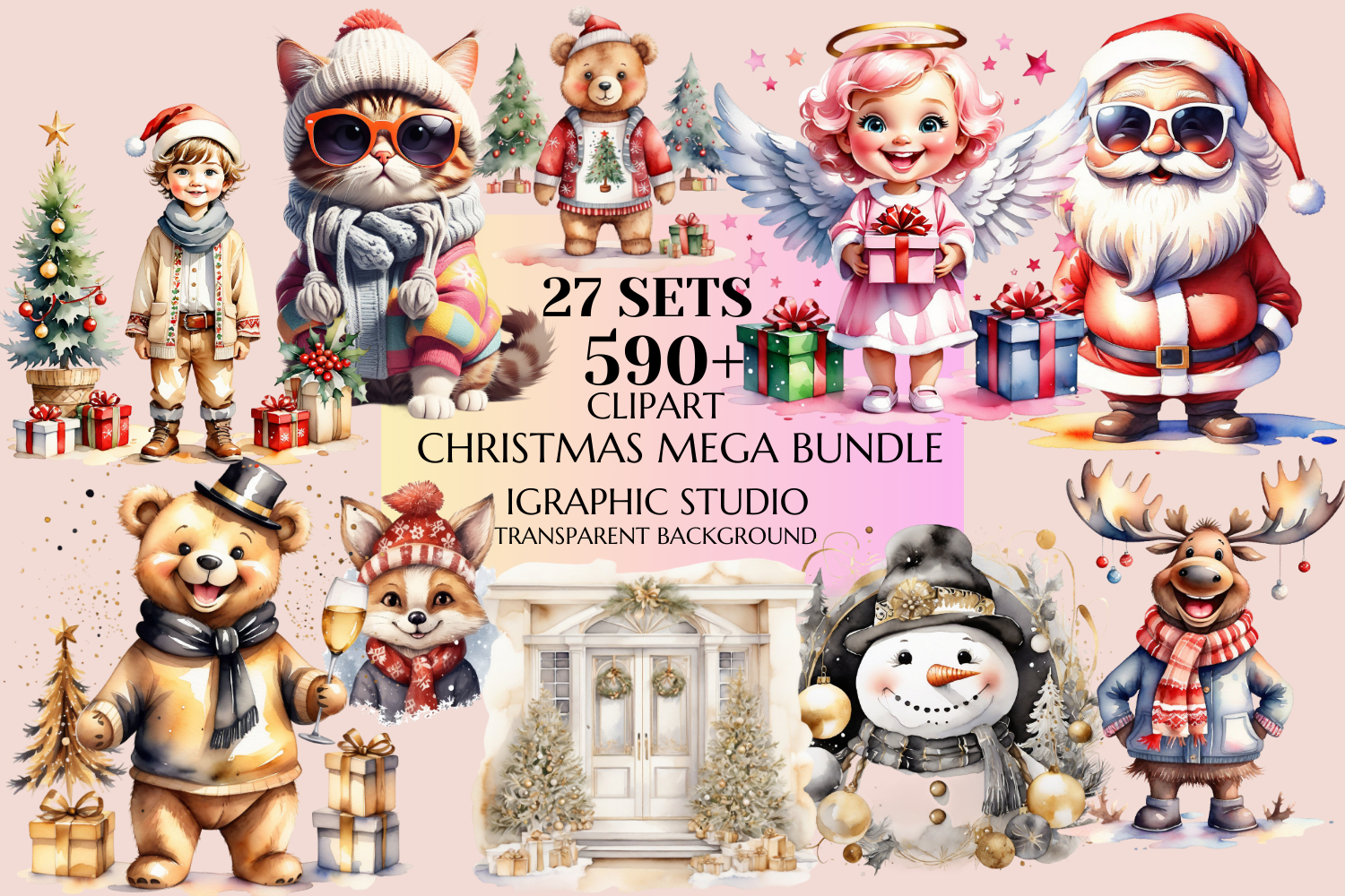 Christmas Mega Bundle, Xmas Clipart, Winter Clipart Bundle