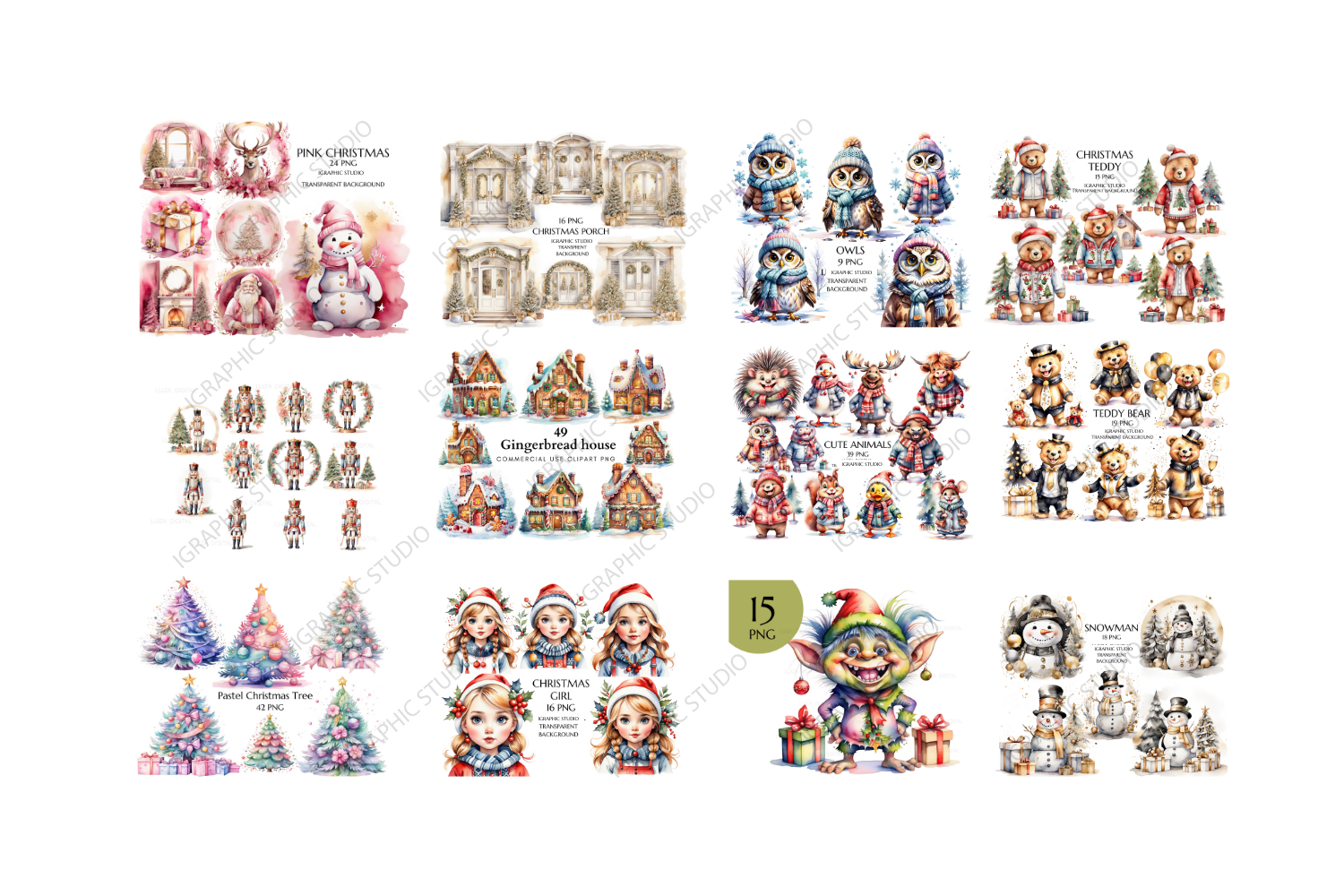 Christmas Mega Bundle, Xmas Clipart, Winter Clipart Bundle 2