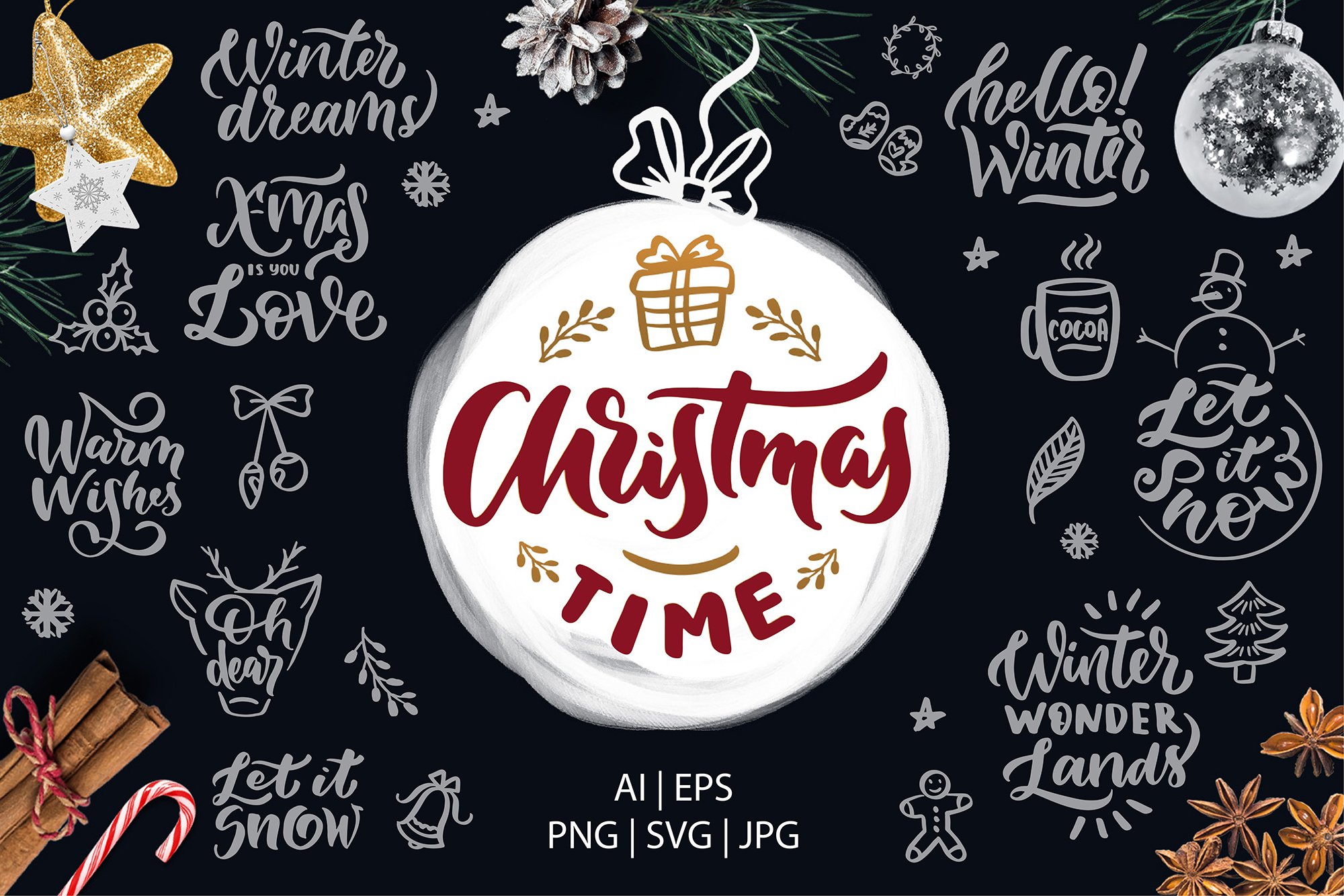 Christmas bundle sublimation, SVG, vector. Clipart, stickers 2