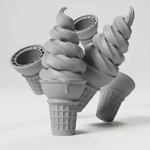 Ice Cream - Soft Serve Cone 3D model 2
