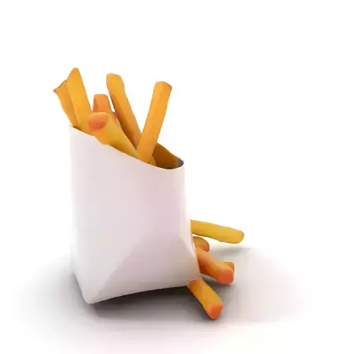 French Fries with Packaging Model Pack Low-poly 3D model