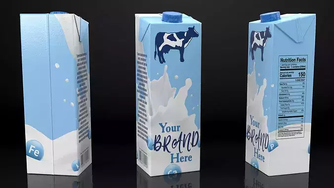 Mockup Aseptic Carton Package with Blue Screw Cap 3D model
