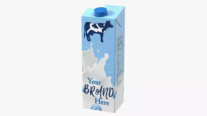 Mockup Aseptic Carton Package with Blue Screw Cap 3D model 2