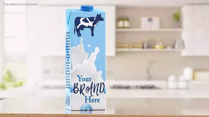 Mockup Aseptic Carton Package with Blue Screw Cap 3D model 3