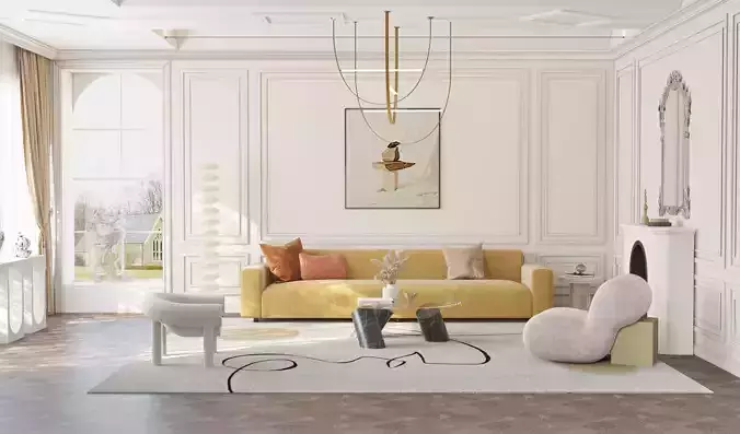 Parisian interior scene 3D model 3D model