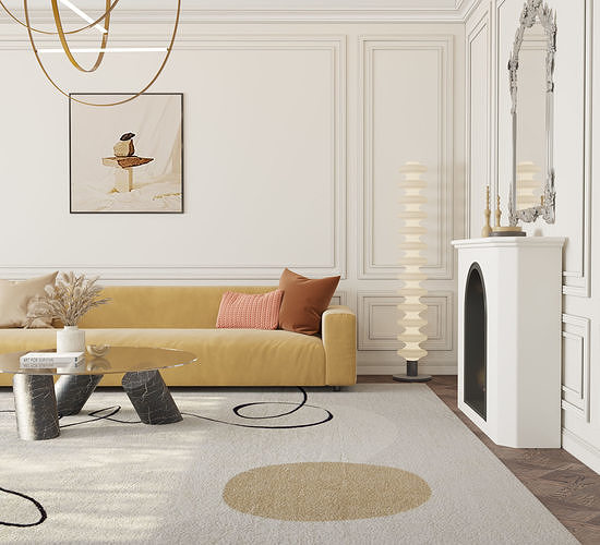 Parisian interior scene 3D model 3D model 3