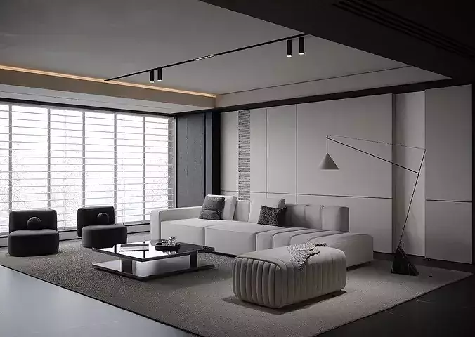 Italian style light luxury living room 3D model
