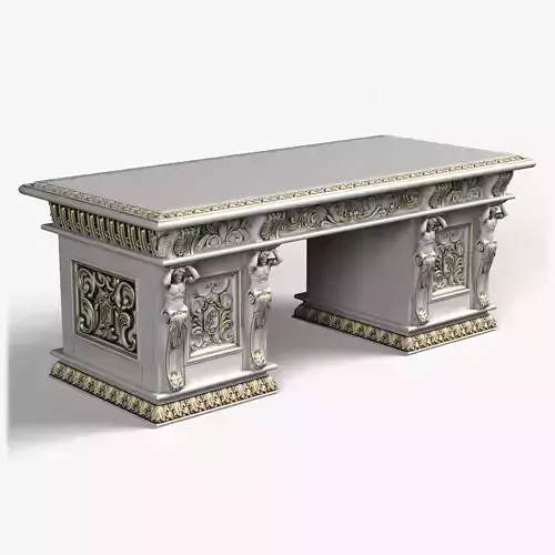 Table0026 ornate desk with gold trim 3D model