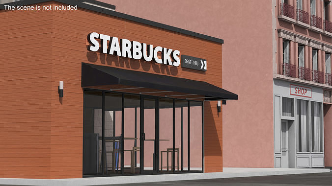Starbucks Shop Building 3D model 2