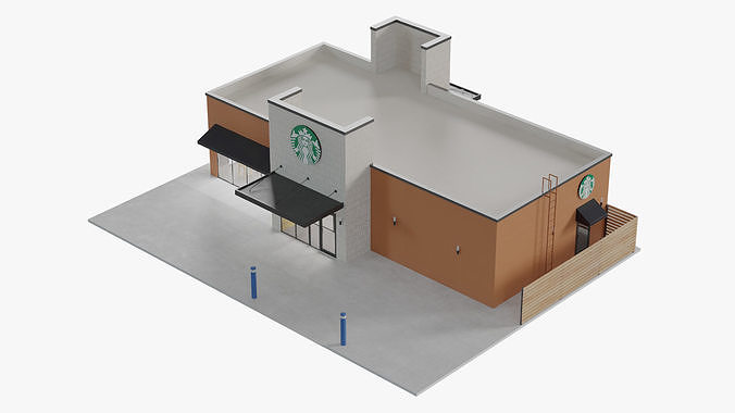 Starbucks Shop Building 3D model 3