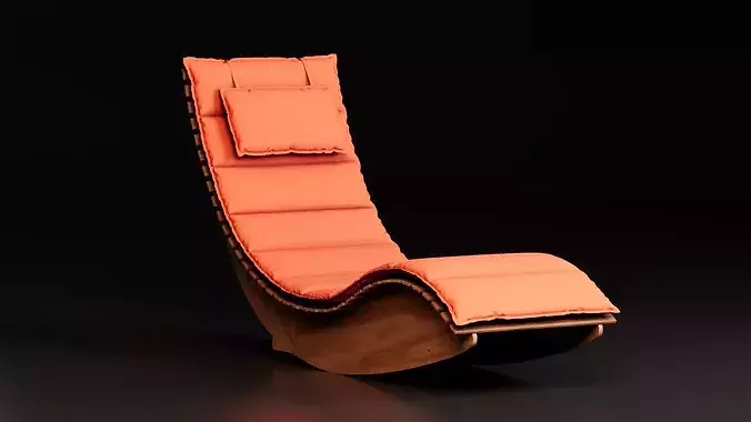Modern Wooden Lounge Chair 3D model 2