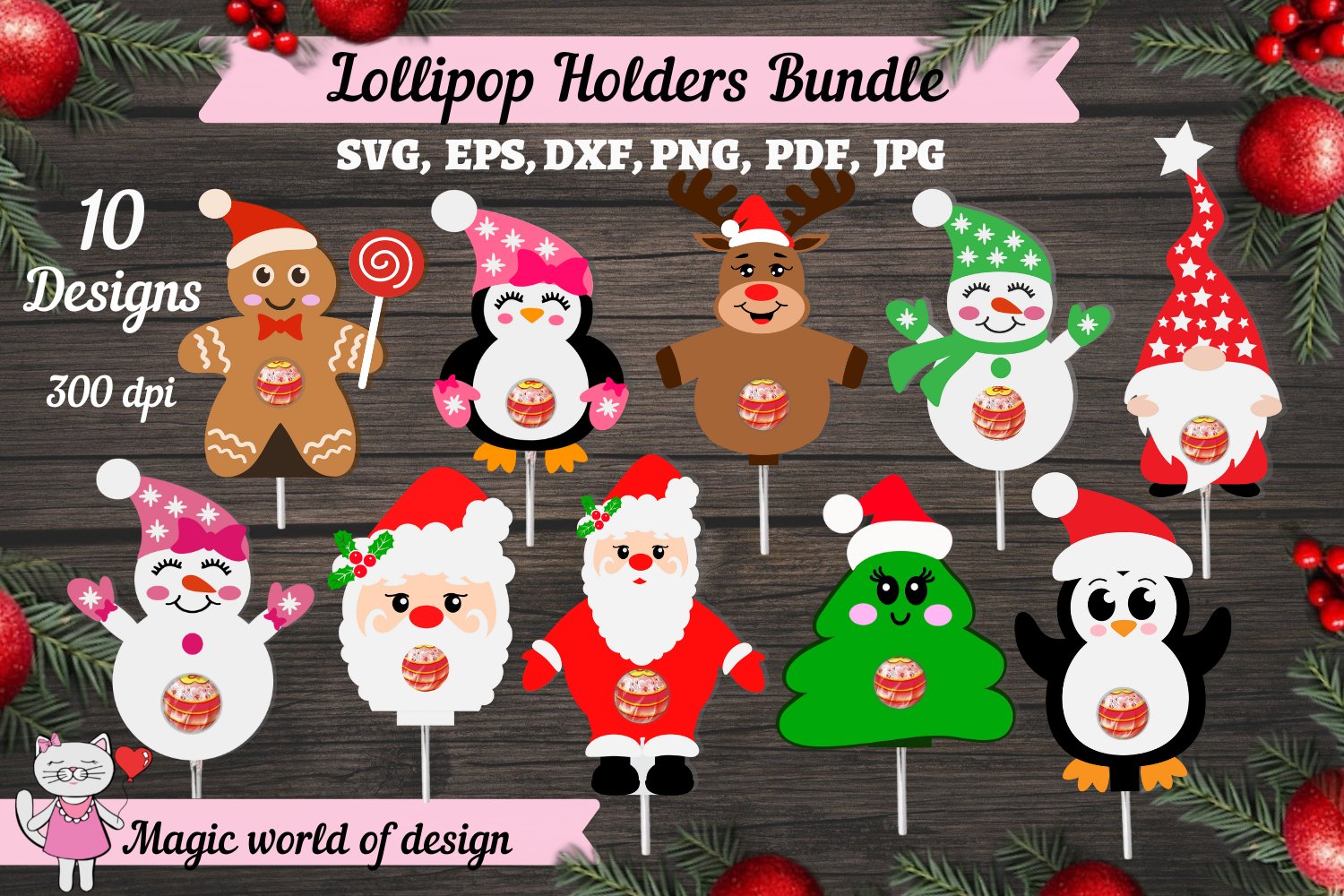 Christmas Lollipop Holder SVG Bundle , Layered paper craft