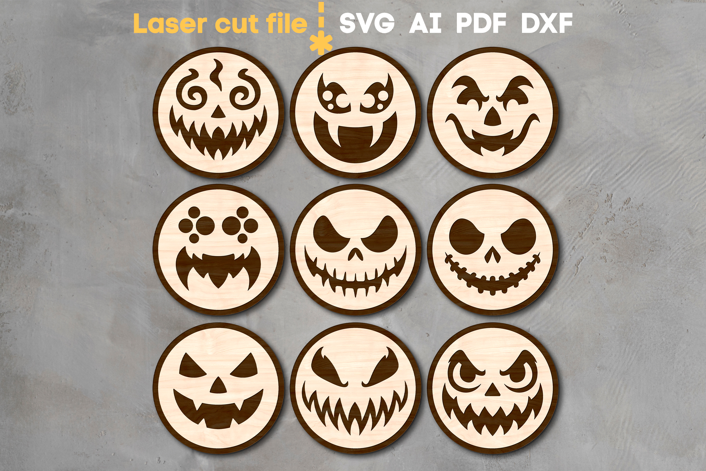 Halloween Coasters Bundle SVG laser cut files for Glowforge 2