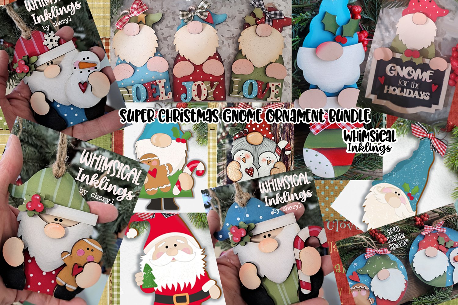 Super Christmas Gnome Ornament Bundle Laser SVGs
