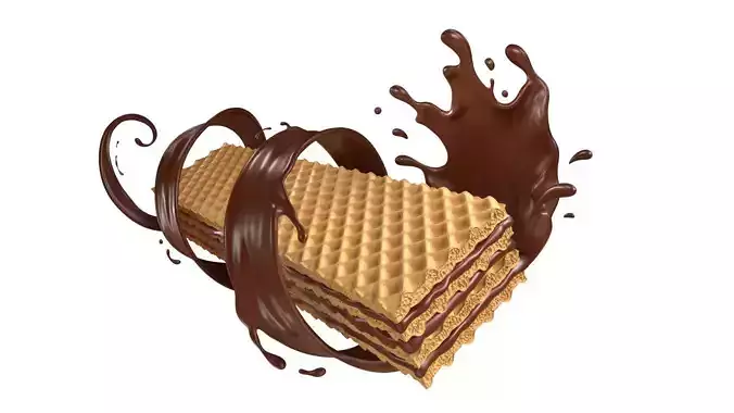 Wafer Chocolate Splash 004 3D model