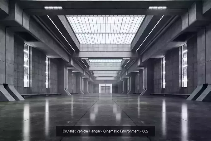 Cinematic Brutalist Hangar Pack- Cinematic Environments- 3 in 1 3