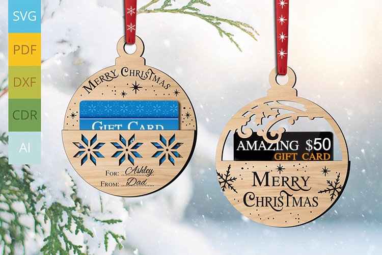 Over 14 Christmas Gift Card Holders Ornaments SVG Glowforge 2