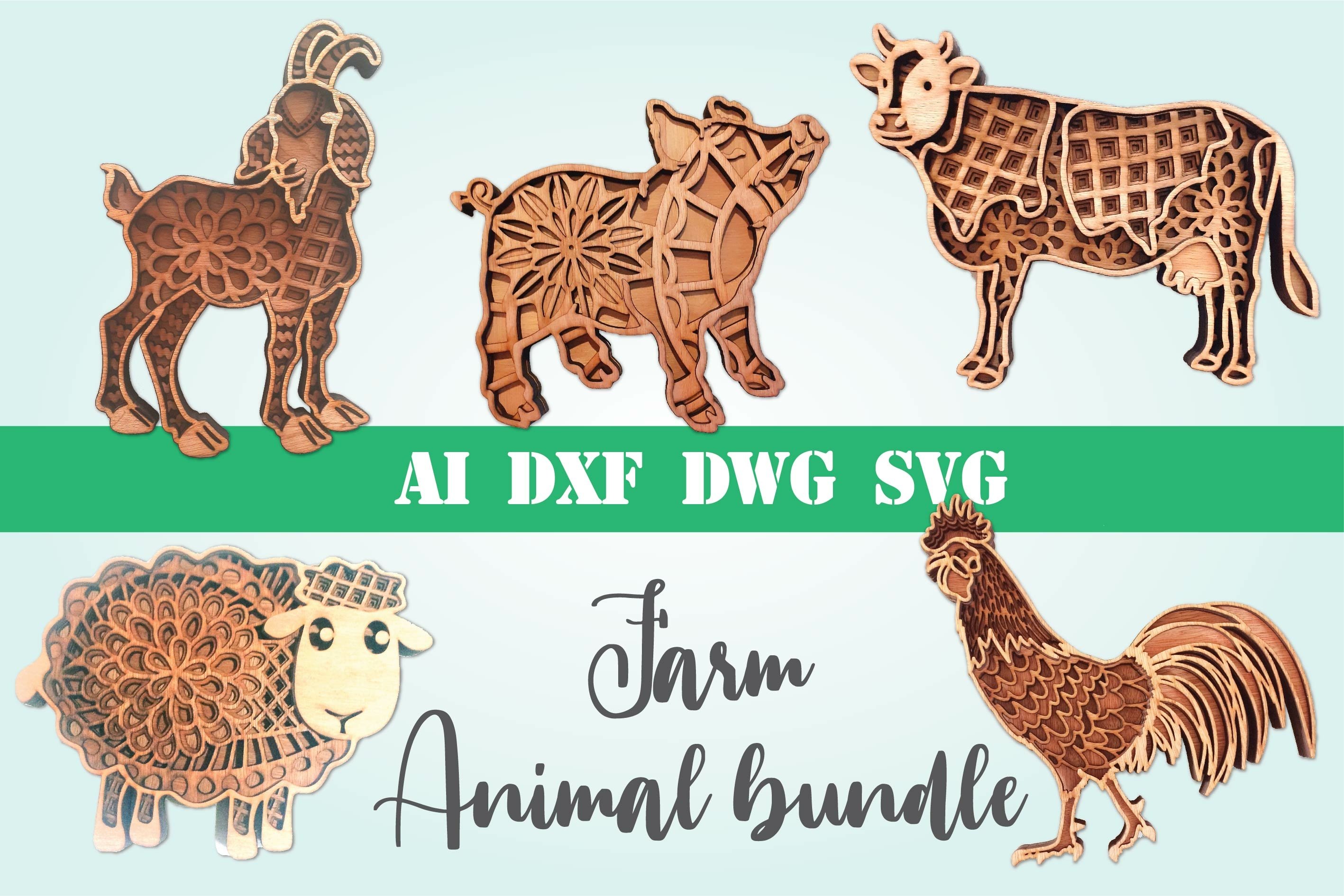 Farm Animal bundle 3d svg layered Multi layer mandala farm