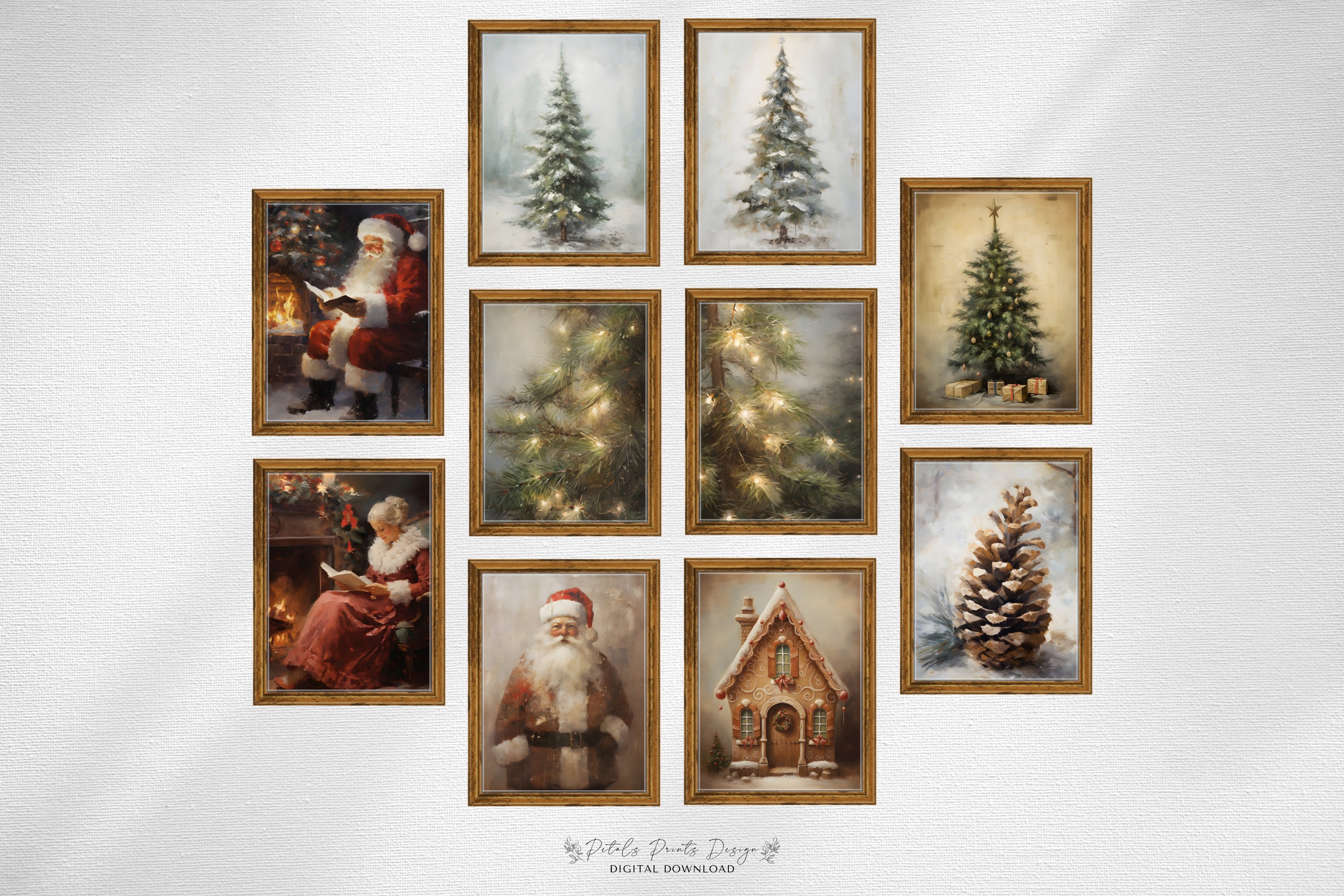 SET of 40 Rustic Christmas Printable Wall Art Gallery Print 2