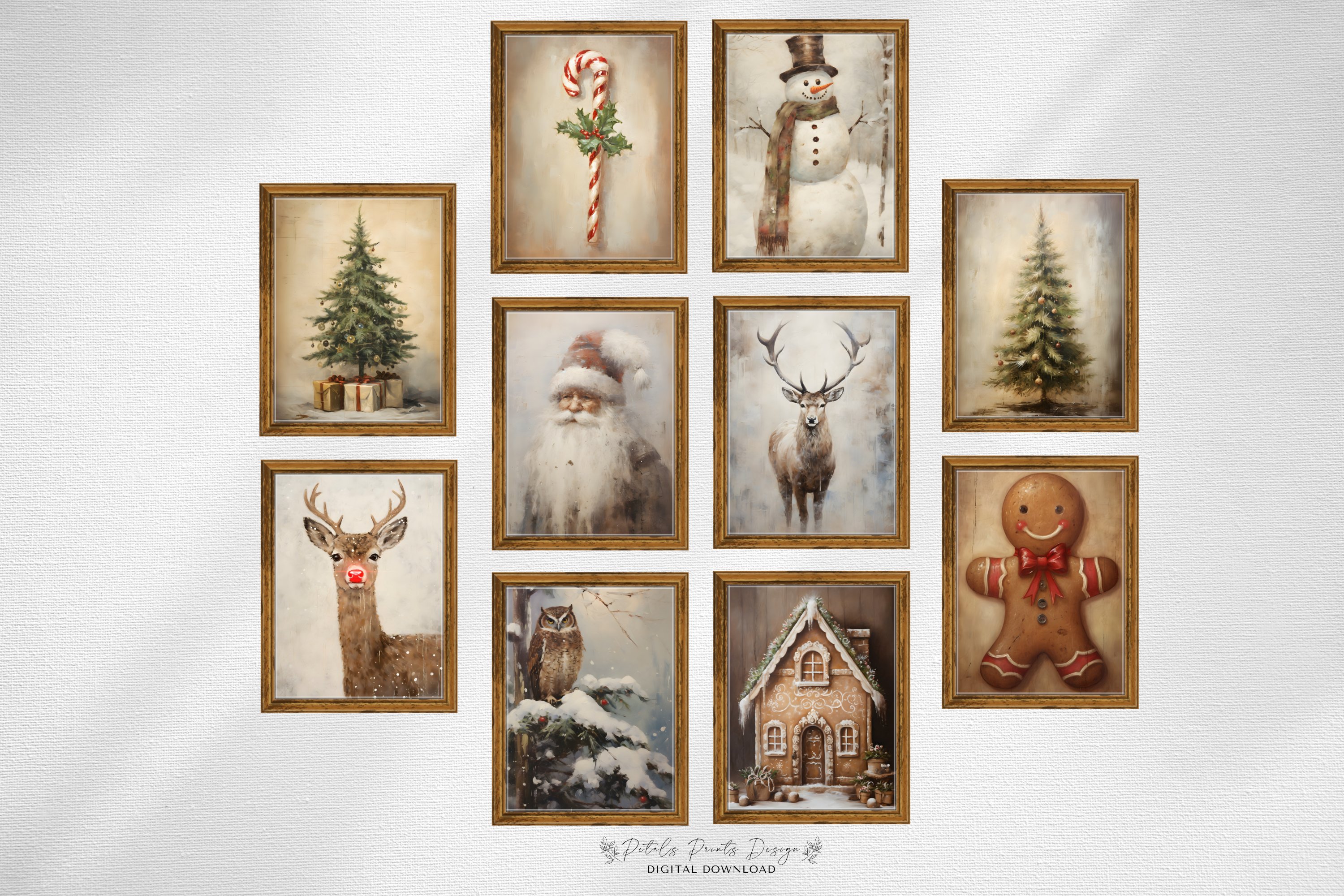 SET of 40 Rustic Christmas Printable Wall Art Gallery Print 3