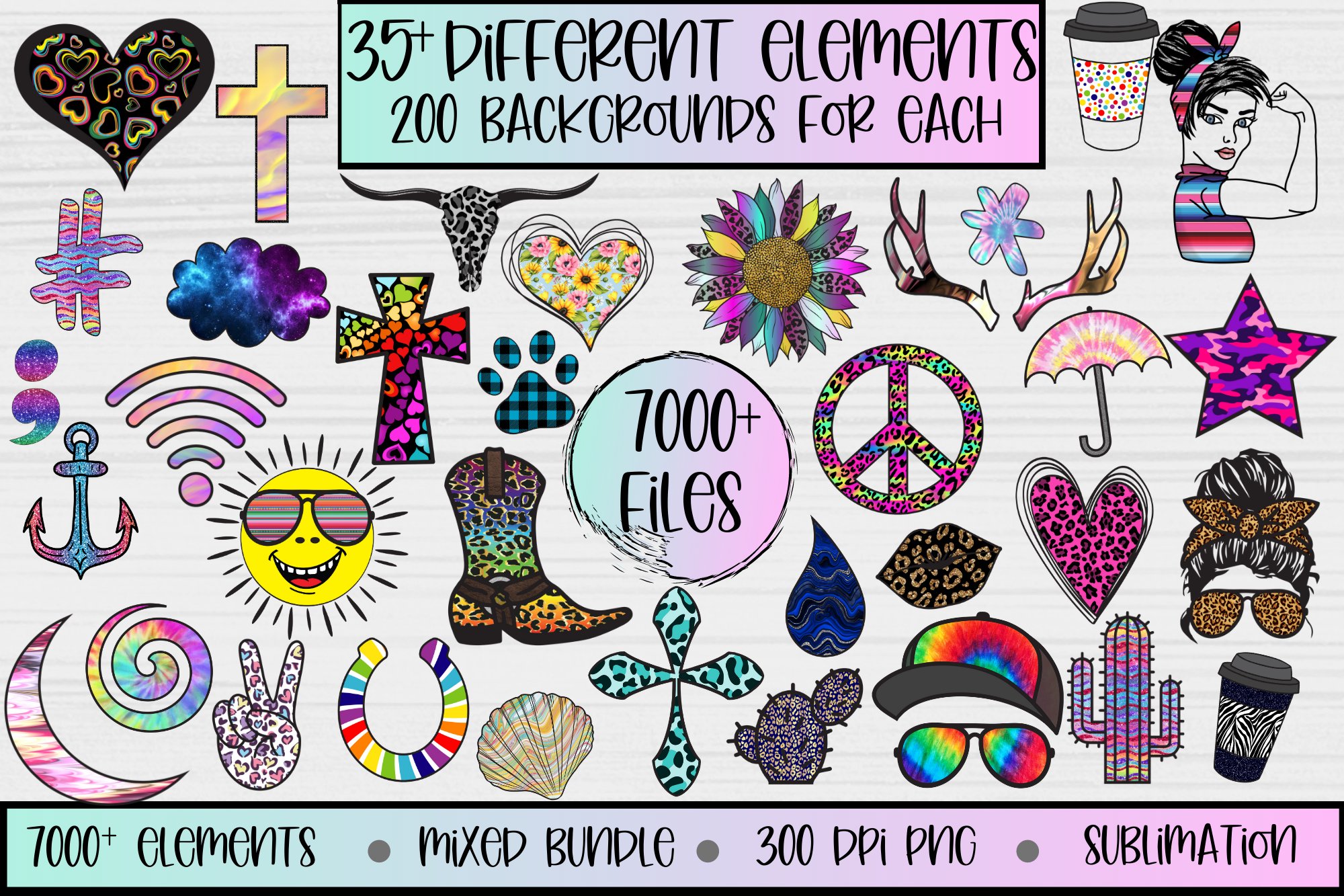Elements Sublimation Bundle, Clip art Sublimation Designs
