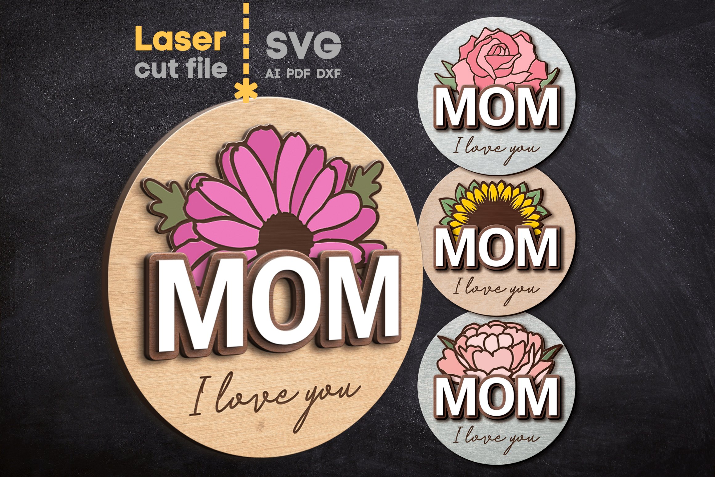 Mothers Day SVG laser cut files for Glowforge