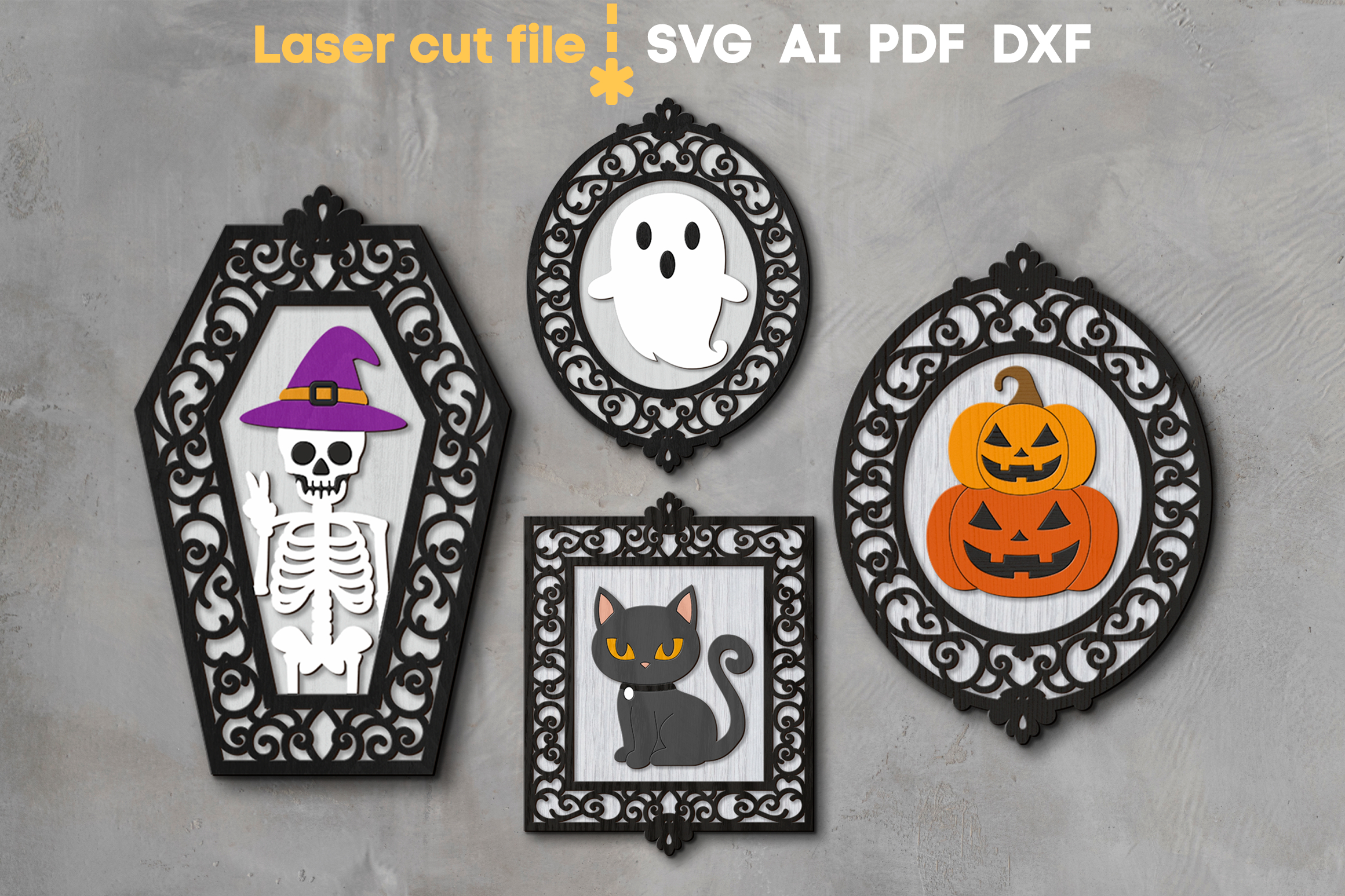 Halloween Bundle SVG laser cut files for Glowforge