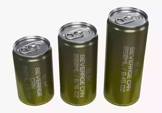 Slim soda energy drink beverage cans 150 200 250 m 3D model