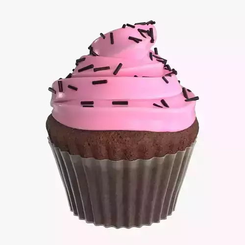 Cupcake Pink Low-poly 3D model