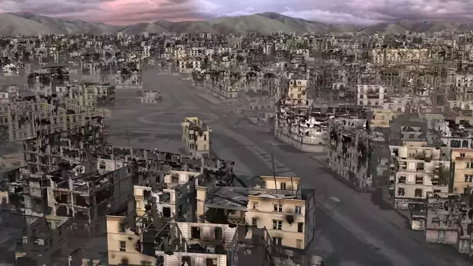 Destroyed City Low-poly 3D model