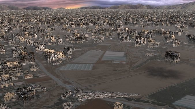 Destroyed City Low-poly 3D model 2