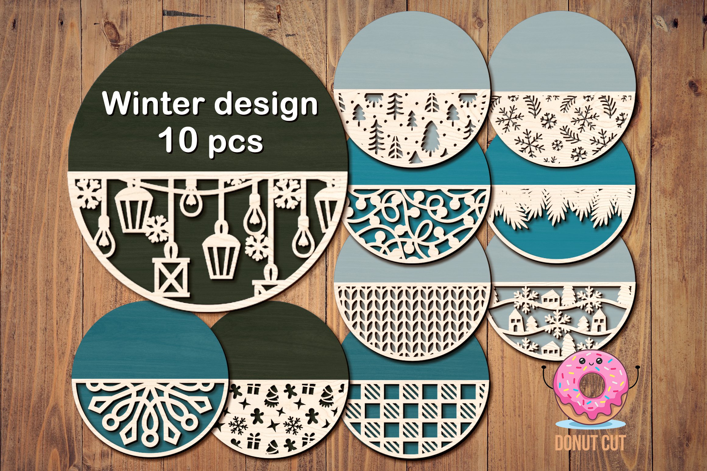 Christmas Door Hanger Bundle SVG Laser cut file Glowforge
