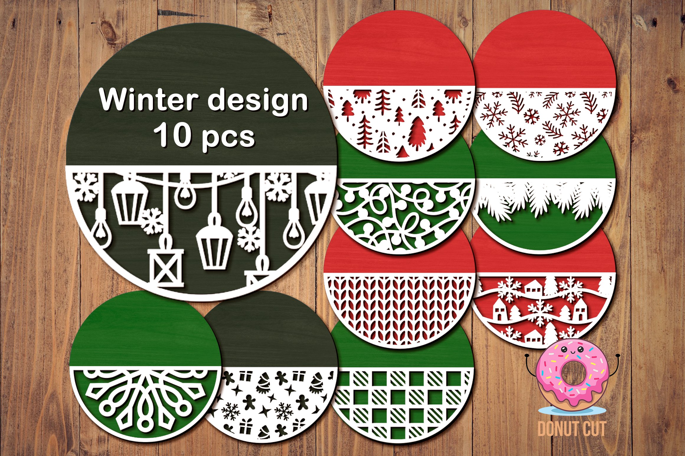 Christmas Door Hanger Bundle SVG Laser cut file Glowforge 3