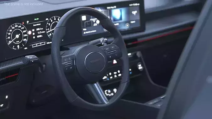 Car Steering Wheel With Control Buttons 3D model 2