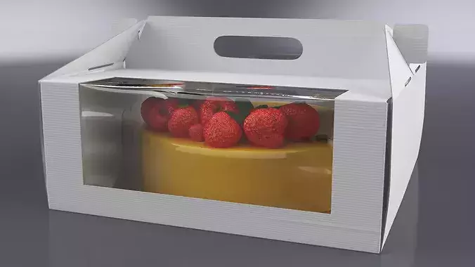 Glazed Berry Cake in Window Box 3D model 3