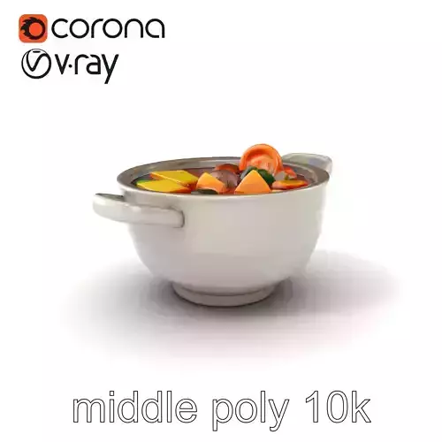 Korean Jjigae Stew Pot Detailed Model Pack Low-poly 3D model