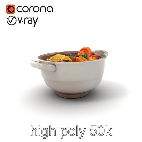 Korean Jjigae Stew Pot Detailed Model Pack Low-poly 3D model 2