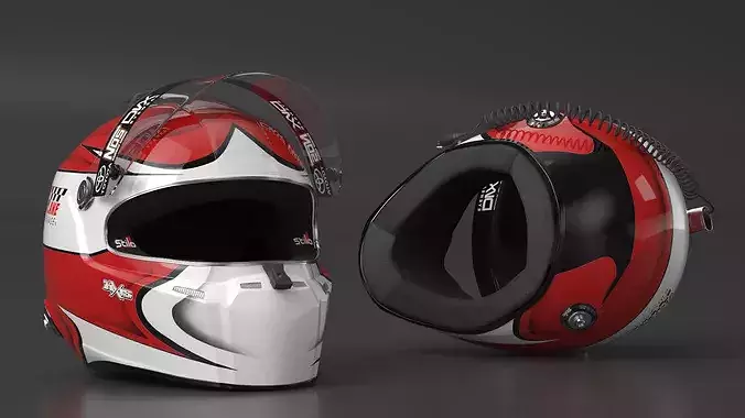 NASCAR Driver Helmet Red 3D model