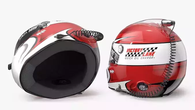 NASCAR Driver Helmet Red 3D model 3