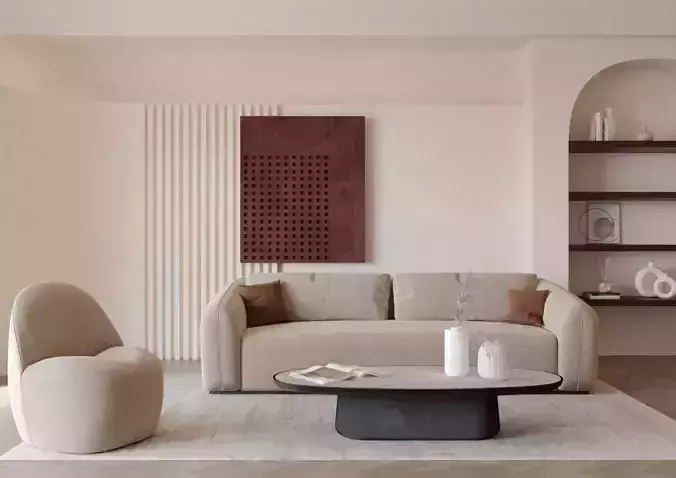 Contemporary Living Room 02 3D model