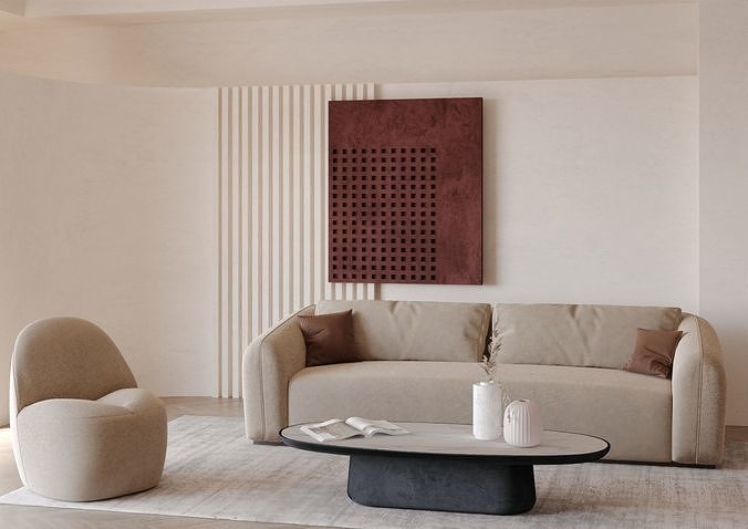 Contemporary Living Room 02 3D model 3