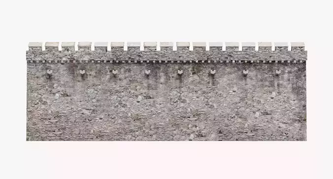 Medieval Wall - Architectural Prop for Modular Building 3D model 2